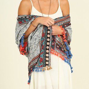 Umgee Bohemian Fringe Kimono Size M/L